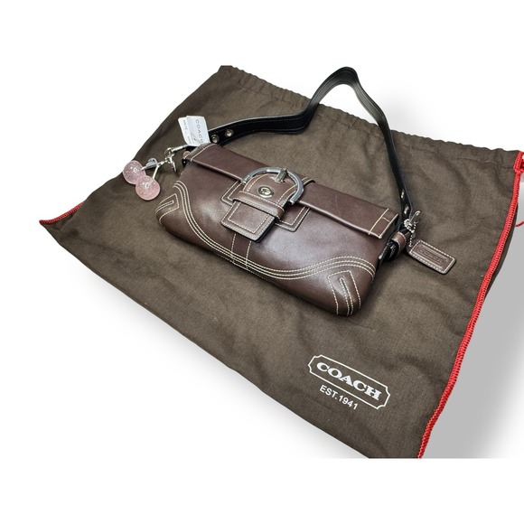 Y2k Coach Soho Small Flap Leather Shoulder Bag Chocolate Brown NWT 2005 - Picture 7 of 11